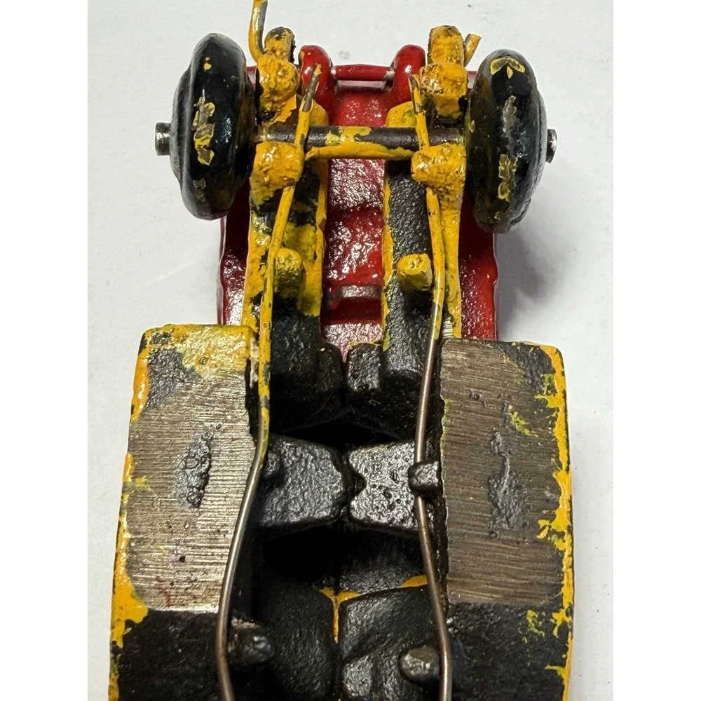 Cast Iron Dump Truck Toy Yellow Red Vintage Style Heavy Made In China